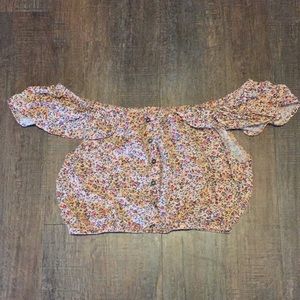 Pink floral pattern crop top